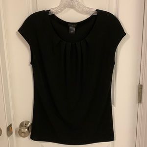 Ann Taylor black crepe like material black sleeveless blouse